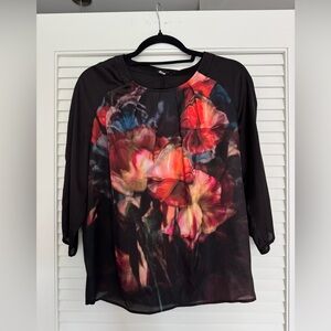 NWOT Ted Baker Black Floral Women's Blouse size 1 Small
